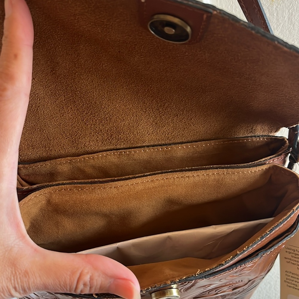 Patricia Nash Brown Embossed Leather Crossbody Bag - Picture 7 of 7